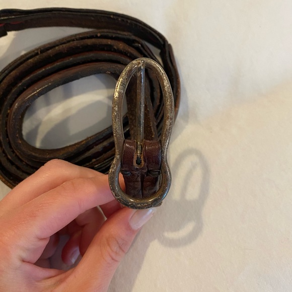 Brown Leather Belt w/ red threading - Picture 3 of 3